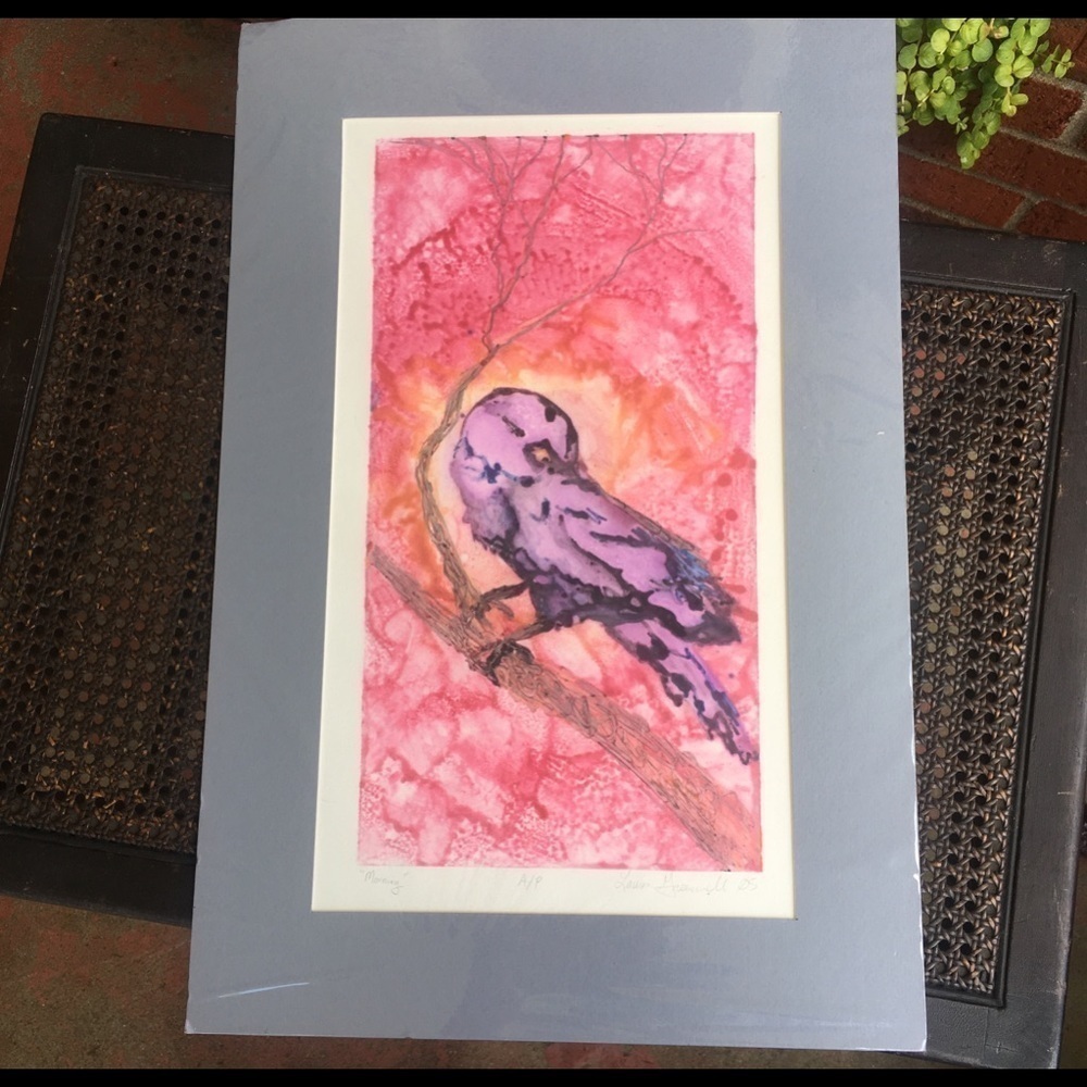 Original Watercolor Bird Branch Nature Painting